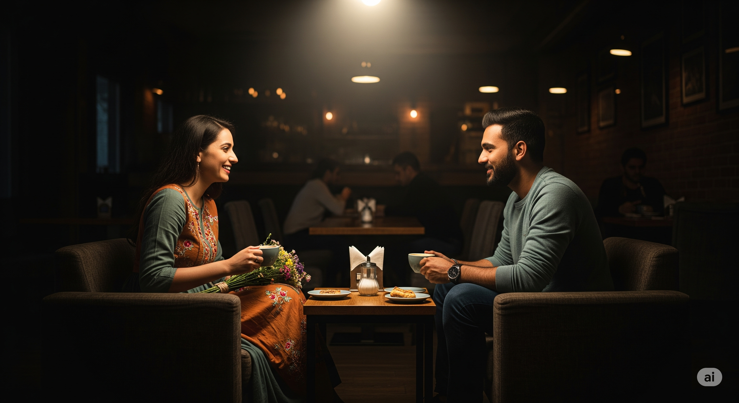 Couple enjoying coffee together